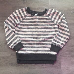 Old Navy Cream and Gray Striped with star design Kids Sweatshirt